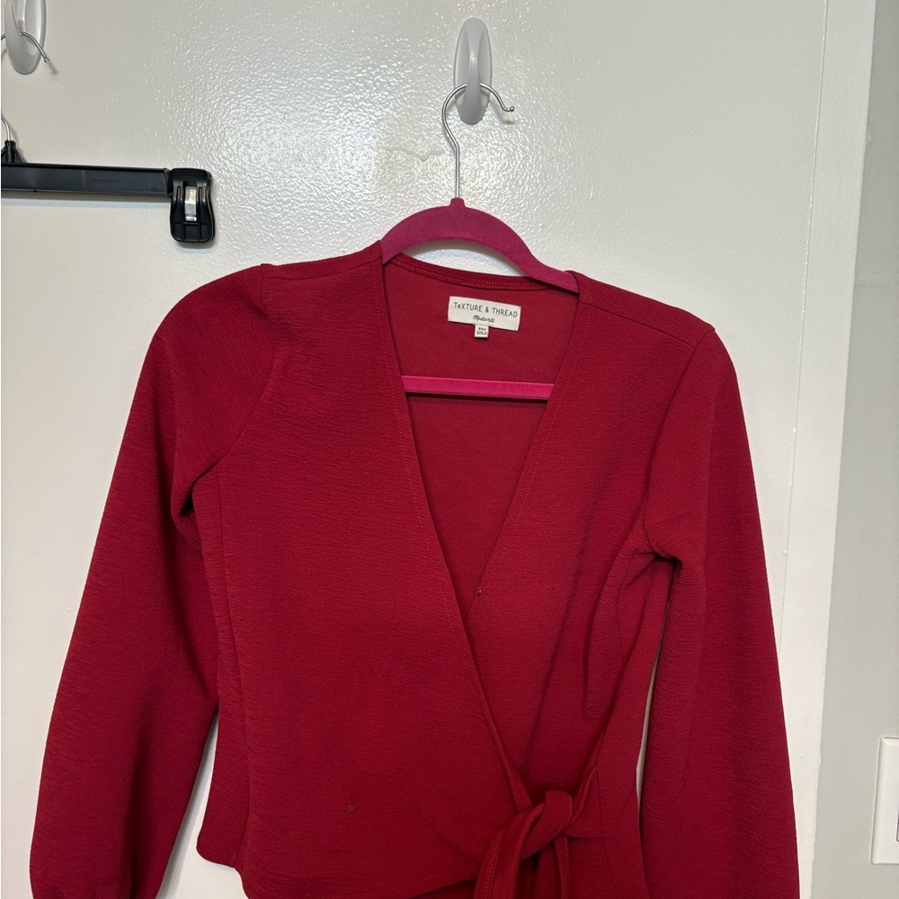 Madewell Red Wrap top